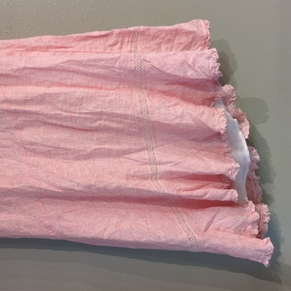 Ralph Lauren 100% Linen Asymmetrical Beachy Striped Midi Sz 14 Pull On Skirt Nwt - Picture 5 of 12